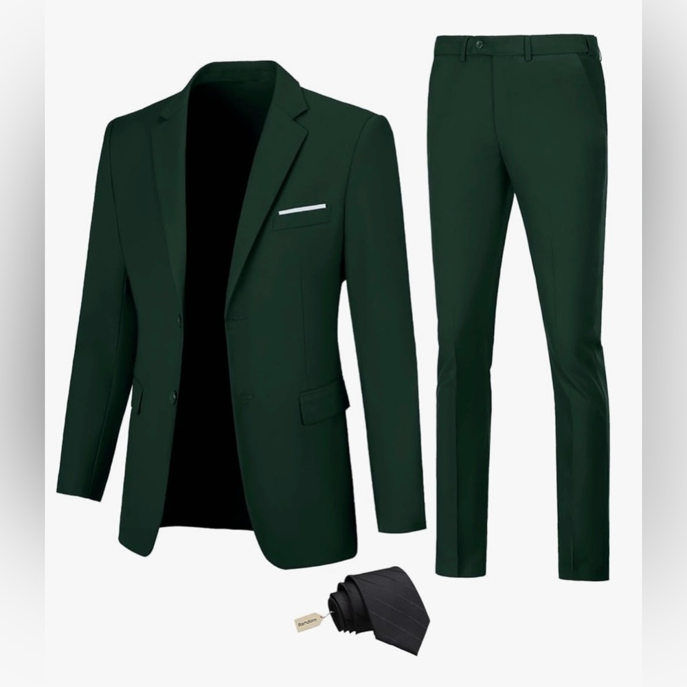 Men's Green Slim Fit 3 Piece Suit Set